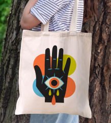 BK Gift Modern Art Tasarımlı Kanvas Bez Çanta, Baskılı Omuz Çantası, Alışveriş Çantası, Plaj Çantası, Arkadaşa Hediye-4