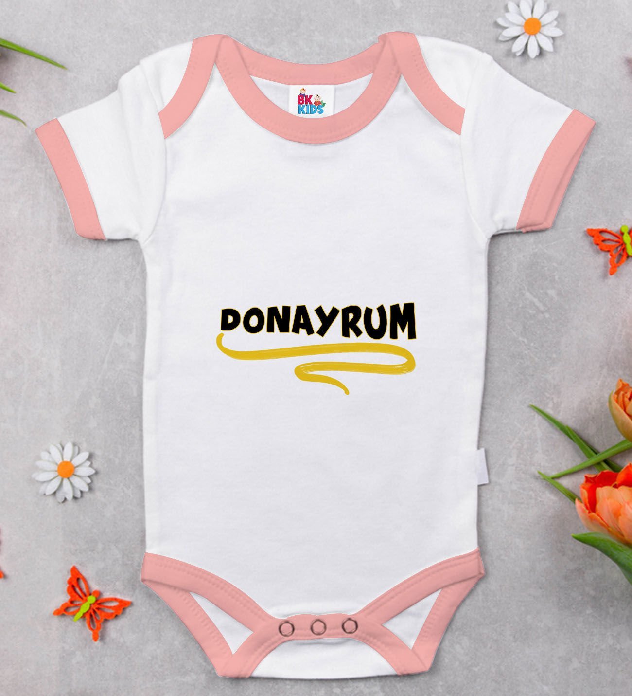 BK Kids Donayrum Tasarımlı Pembe Bebek Body Zıbın-1