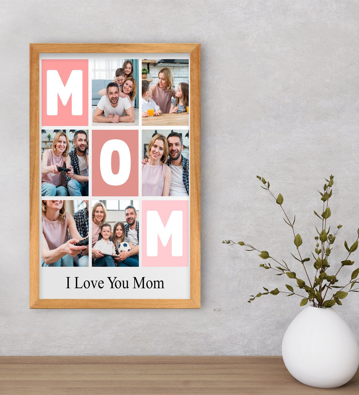 Kişiye Özel Mom Temalı Dekoratif Retro Ahşap Çerçeveli Tablo 40x25cm-1