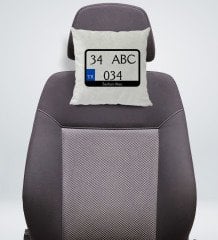 Kişiye Özel Plakalı Kare Araç Koltuk Yastığı-1