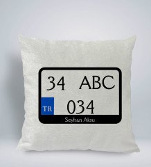 Kişiye Özel Plakalı Kare Araç Koltuk Yastığı-1