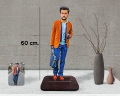 Kişiye Özel Dev Boy Karikatürlü Ahşap Biblo 60cm