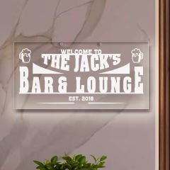 BK Gift Kişiye Özel İsimli Akrilik Bar Tabelası(38x19cm)-2, Home Bar Tabela, Duvar Dekoru
