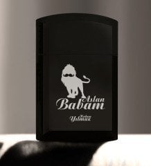 Babalar Gününe Özel Aslan Babam Siyah Metal Çakmak - 2