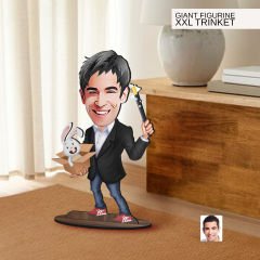 BK Gift Kişiye Özel Sihirbaz Karikatürlü Büyük Boy Ahşap Biblo-1 Arkadaşa Hediye , Sevgiliye Hediye, Kişiye Özel Biblolar