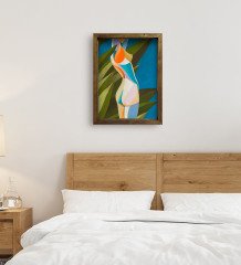 BK Gift Yatak Odası Konseptli Doğal Masif Ahşap Çerçeveli Tablo 45x65cm-120