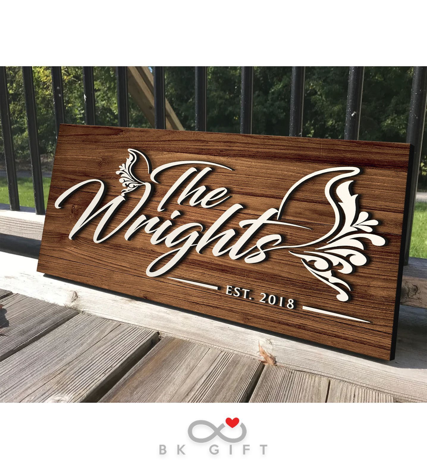 BK Gift Kişiye Özel İsimli Dekoratif Ahşap Tabela 46cm - Model 10