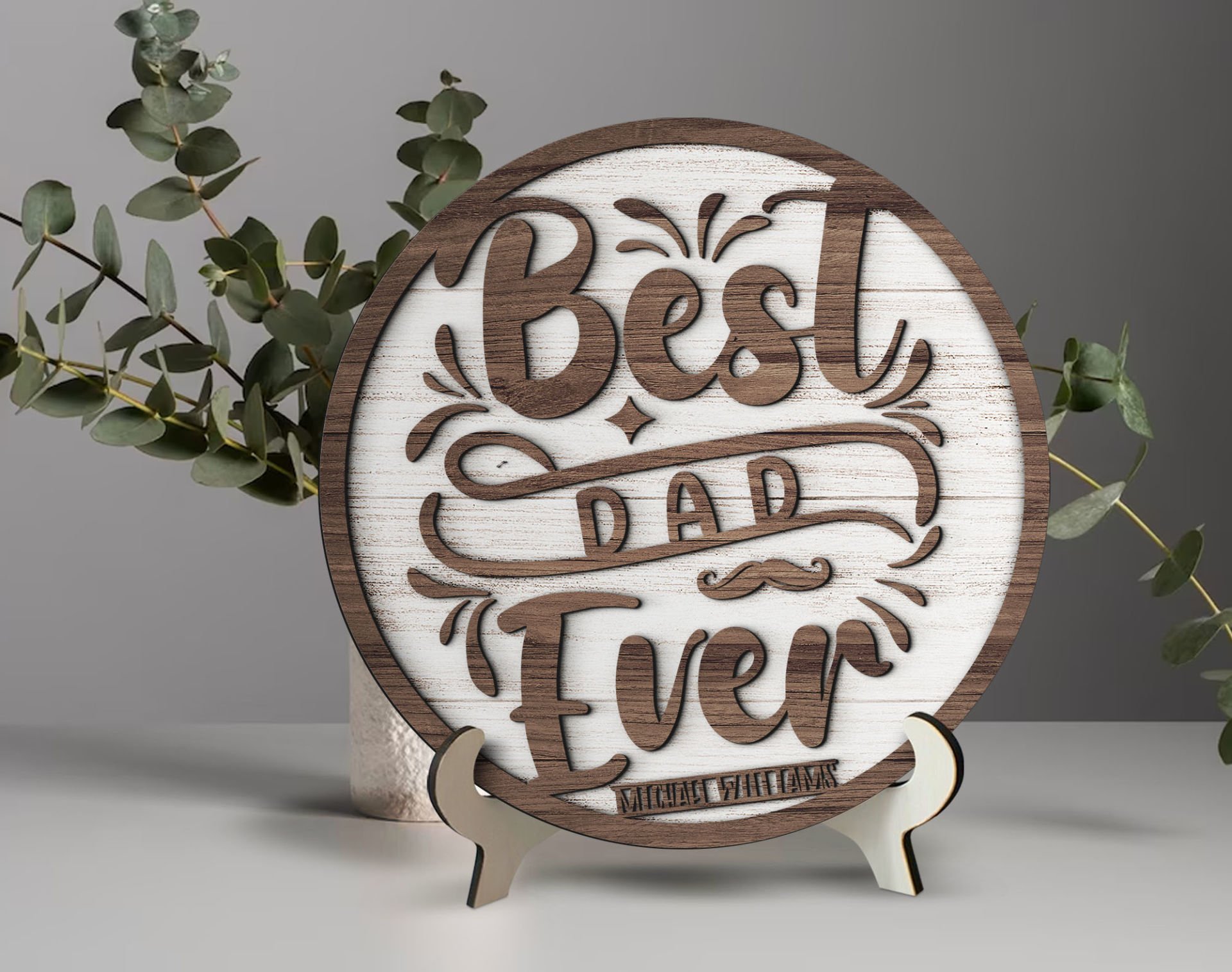 Bk Gift Kişiye Özel Kabartma Tasarım Ahşap Baba Tabelası, Babaya Hediye, Babalar Günü Hediyesi, Ev Dekorasyonu-6