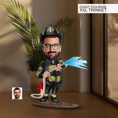 BK Gift Kişiye Özel İtfaiyeci Karikatürlü Büyük Boy Ahşap Biblo-1 Arkadaşa Hediye , Sevgiliye Hediye, Kişiye Özel Biblolar