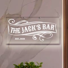 BK Gift Kişiye Özel İsimli Akrilik Bar Tabelası(38x19cm)-4, Home Bar Tabela, Duvar Dekoru