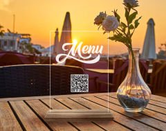 BK Gift Restoran & Cafe & Barlara Özel Ahşap Standlı Pleksi QR Kod Menü, Cafe&Bar için QR kodlu Tabela, QR kodlu Masa Dekoru - 10 ADET-5
