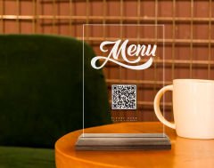 BK Gift Restoran & Cafe & Barlara Özel Ahşap Standlı Pleksi QR Kod Menü, Cafe&Bar için QR kodlu Tabela, QR kodlu Masa Dekoru - 10 ADET-5