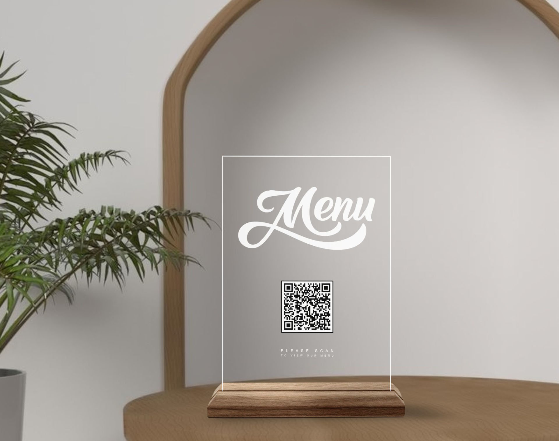 BK Gift Restoran & Cafe & Barlara Özel Ahşap Standlı Pleksi QR Kod Menü, Cafe&Bar için QR kodlu Tabela, QR kodlu Masa Dekoru - 10 ADET-5