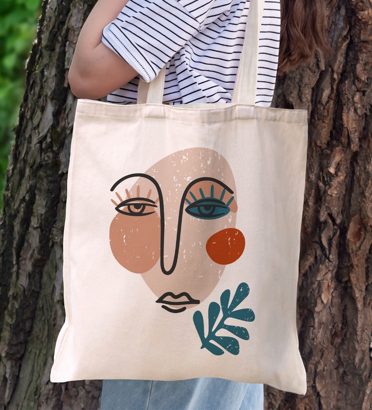 BK Gift Modern Art Tasarımlı Kanvas Bez Çanta, Baskılı Omuz Çantası, Alışveriş Çantası, Plaj Çantası, Arkadaşa Hediye-6