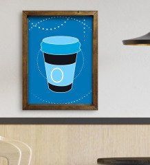 BK Gift Cafe & Bar & Restaurant Konseptli Doğal Masif Ahşap Çerçeveli Tablo 45x65cm-70
