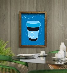 BK Gift Cafe & Bar & Restaurant Konseptli Doğal Masif Ahşap Çerçeveli Tablo 45x65cm-70