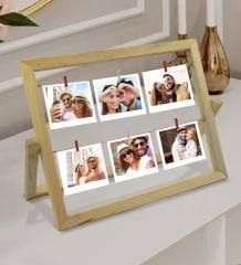 BK Gift Kişiye Özel 6 Fotoğraflı Masaüstü İpli Mandallı Fotoğraf Çerçevesi