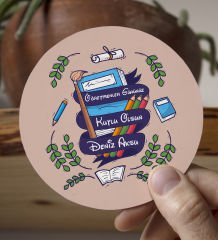 BK Gift Kişiye Özel Öğretmenler Günü Beyaz Kupa Bardak ve Yuvarlak Ahşap Bardak Altlığı Hediye Seti -2