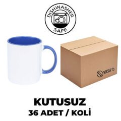 Kutusuz 1 Koli Sublimasyon Porselen Sapı ve İçi Mavi Kupa (36 Adet)