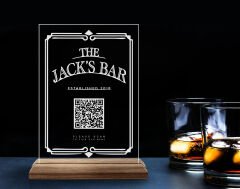 BK Gift Restoran & Cafe & Barlara Özel Ahşap Standlı Pleksi QR Kod Menü, Cafe&Bar için QR kodlu Tabela, QR kodlu Masa Dekoru - 10 ADET-1
