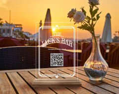 BK Gift Restoran & Cafe & Barlara Özel Ahşap Standlı Pleksi QR Kod Menü, Cafe&Bar için QR kodlu Tabela, QR kodlu Masa Dekoru - 10 ADET-1