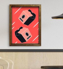 BK Gift Cafe & Bar & Restaurant Konseptli Doğal Masif Ahşap Çerçeveli Tablo 45x65cm-71