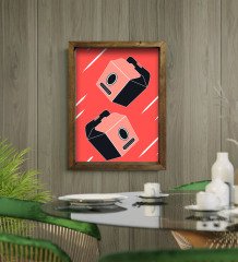 BK Gift Cafe & Bar & Restaurant Konseptli Doğal Masif Ahşap Çerçeveli Tablo 45x65cm-71