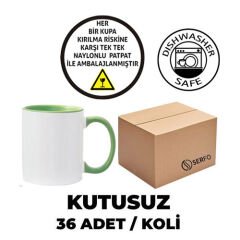 Kutusuz 1 Koli Sublimasyon Porselen Sapı ve İçi Açık Yeşil Kupa (36 Adet)