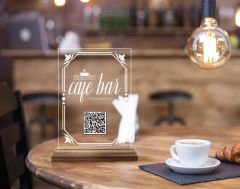 BK Gift Restoran & Cafe & Barlara Özel Ahşap Standlı Pleksi QR Kod Menü, Cafe&Bar için QR kodlu Tabela, QR kodlu Masa Dekoru - 10 ADET-2