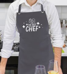 BK Gift Profesyonel Best Chef Tasarımlı Antrasit Mutfak Önlüğü, Aşçı Önlüğü, Şef Önlüğü, Ev Hediyesi, Arkadaşa Hediye-1