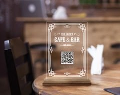 BK Gift Restoran & Cafe & Barlara Özel Ahşap Standlı Pleksi QR Kod Menü, Cafe&Bar için QR kodlu Tabela, QR kodlu Masa Dekoru - 10 ADET-3