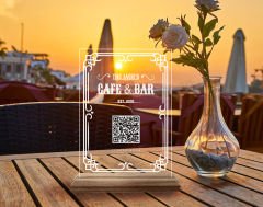 BK Gift Restoran & Cafe & Barlara Özel Ahşap Standlı Pleksi QR Kod Menü, Cafe&Bar için QR kodlu Tabela, QR kodlu Masa Dekoru - 10 ADET-3