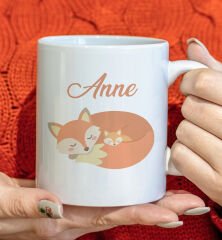 BK Gift Anne ve Yavrusu Beyaz Kupa Bardak -9, Anneler Günü ve Kadınlar Günü Hediyesi