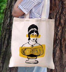 BK Gift Modern Art Tasarımlı Kanvas Bez Çanta, Baskılı Omuz Çantası, Alışveriş Çantası, Plaj Çantası, Arkadaşa Hediye-8