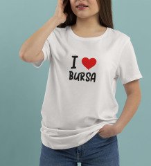 BK Gift I Love Şehir Serisi Kadın Yuvarlak Yaka Tişört-1