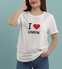 BK Gift I Love Şehir Serisi Kadın Yuvarlak Yaka Tişört-1
