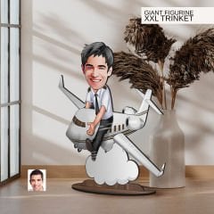 BK Gift Kişiye Özel Kaptan Pilot Karikatürlü Büyük Boy Ahşap Biblo-2 Arkadaşa Hediye , Sevgiliye Hediye, Kişiye Özel Biblolar