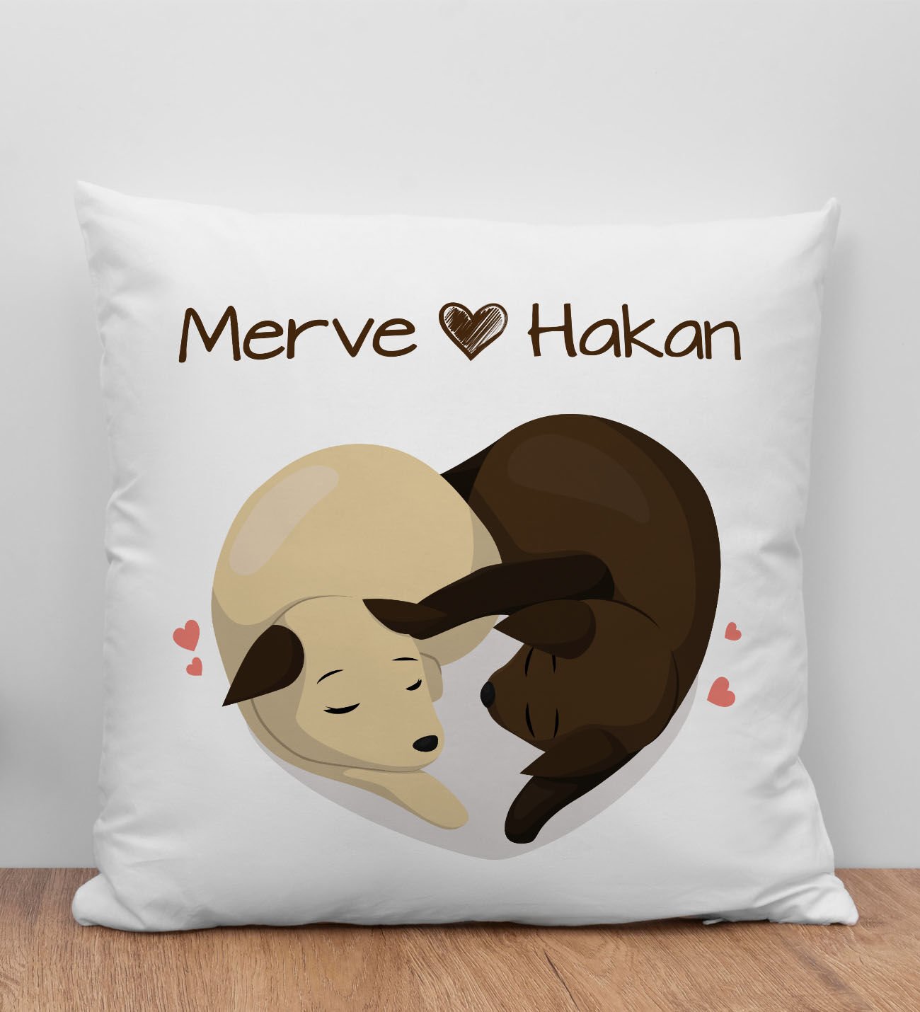 BK Gift Kişiye Özel Sevgili Evcil Hayvan Tasarımlı Beyaz Kırlent Yastık-3, Arkadaşa Hediye, Sevgiliye Hediye