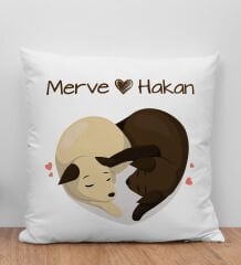 BK Gift Kişiye Özel Sevgili Evcil Hayvan Tasarımlı Beyaz Kırlent Yastık-3, Arkadaşa Hediye, Sevgiliye Hediye