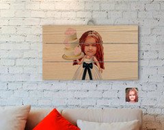 Kişiye Özel Çocuk Doğum Günü Karikatürlü Otantik Ahşap Palet Tablo-2