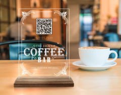 BK Gift Restoran & Cafe & Barlara Özel Ahşap Standlı Pleksi QR Kod Menü, Cafe&Bar için QR kodlu Tabela, QR kodlu Masa Dekoru - 10 ADET-5