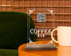 BK Gift Restoran & Cafe & Barlara Özel Ahşap Standlı Pleksi QR Kod Menü, Cafe&Bar için QR kodlu Tabela, QR kodlu Masa Dekoru - 10 ADET-5