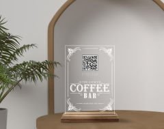 BK Gift Restoran & Cafe & Barlara Özel Ahşap Standlı Pleksi QR Kod Menü, Cafe&Bar için QR kodlu Tabela, QR kodlu Masa Dekoru - 10 ADET-5