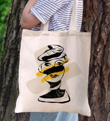 BK Gift Modern Art Tasarımlı Kanvas Bez Çanta, Baskılı Omuz Çantası, Alışveriş Çantası, Plaj Çantası, Arkadaşa Hediye-9