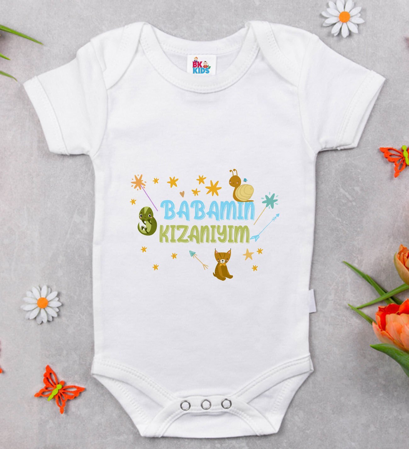 BK Kids Babamın Kızanıyım Tasarımlı Beyaz Bebek Body Zıbın-1