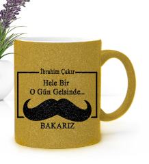 Kişiye Özel Babalar Günü Temalı Altın Simli Kupa Bardak 31-470