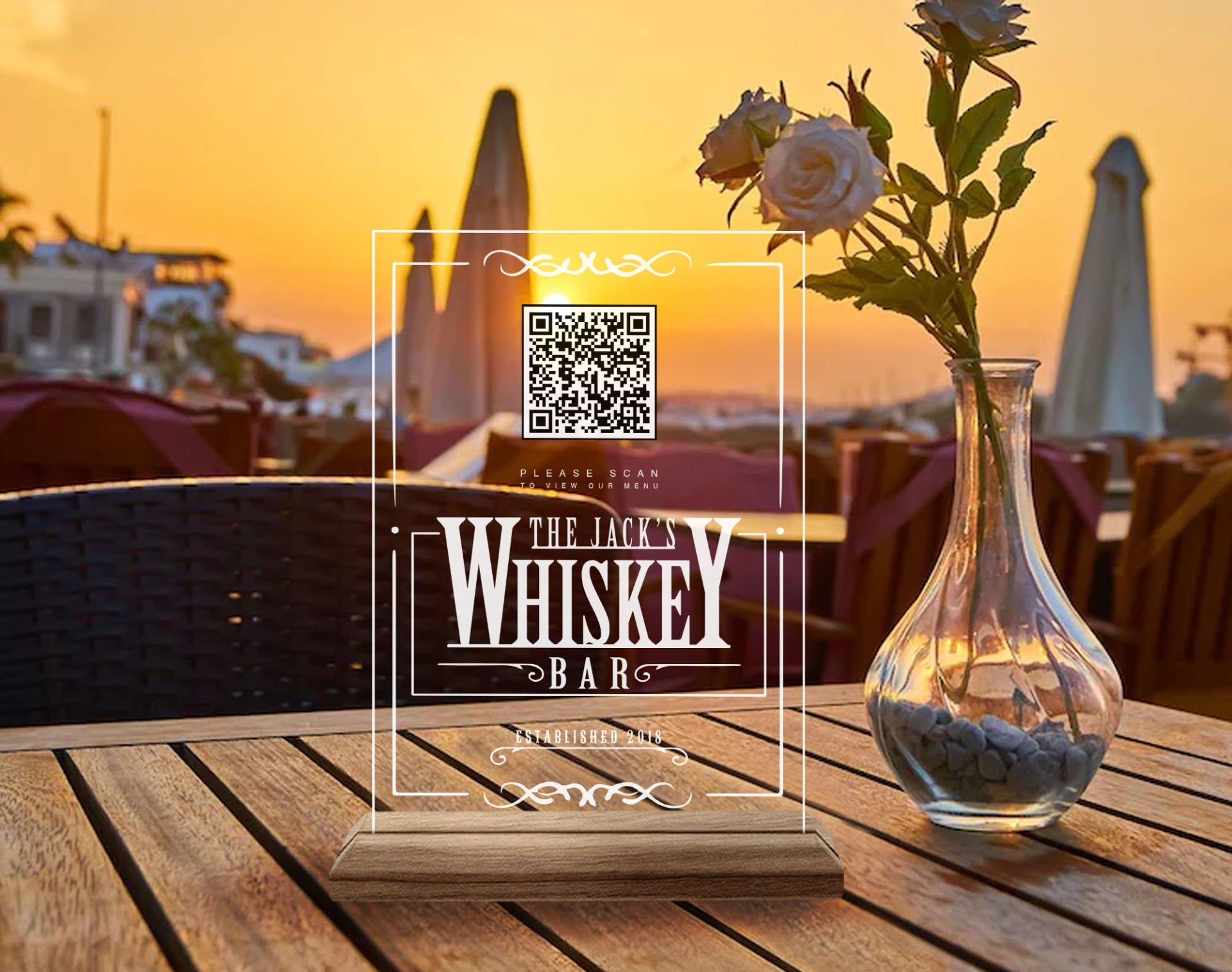 BK Gift Restoran & Cafe & Barlara Özel Ahşap Standlı Pleksi QR Kod Menü, Cafe&Bar için QR kodlu Tabela, QR kodlu Masa Dekoru - 10 ADET-6