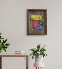 BK Home Woman Line Tasarımlı Doğal Masif Ahşap Çerçeveli Tablo 45x65cm-6