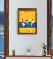 BK Gift Cafe & Bar & Restaurant Konseptli Doğal Masif Ahşap Çerçeveli Tablo 45x65cm-76