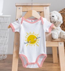 BK Kids Smile More Tasarımlı Pembe Bebek Body Zıbın-1